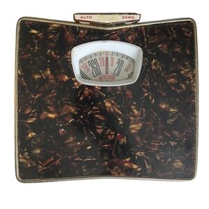 Vintage Detecto Auto Zero Bathroom Scale Brown Gold Faux Tortoise Shell MCM